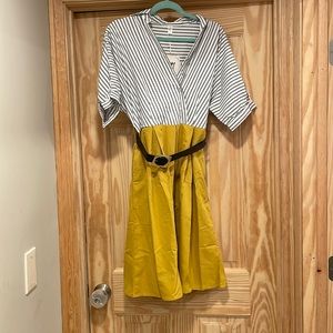 Striped Yellow Dress with Belt